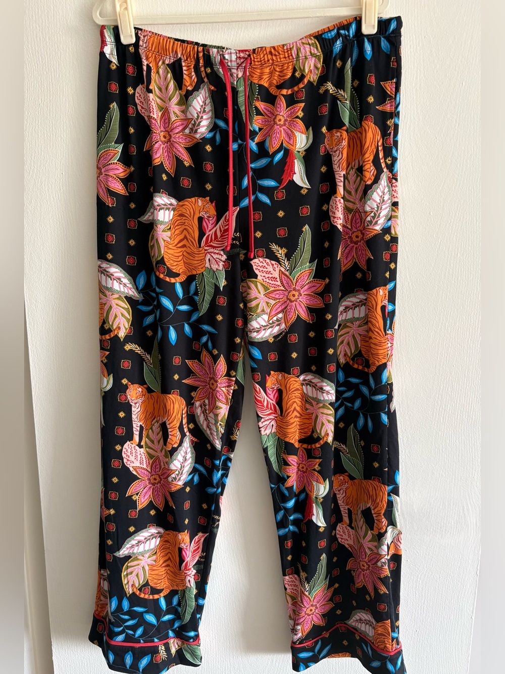 Room Service Pajama Pants Womens XXL Black Tropical Tiger Floral Print Lounge - Picture 2 of 7